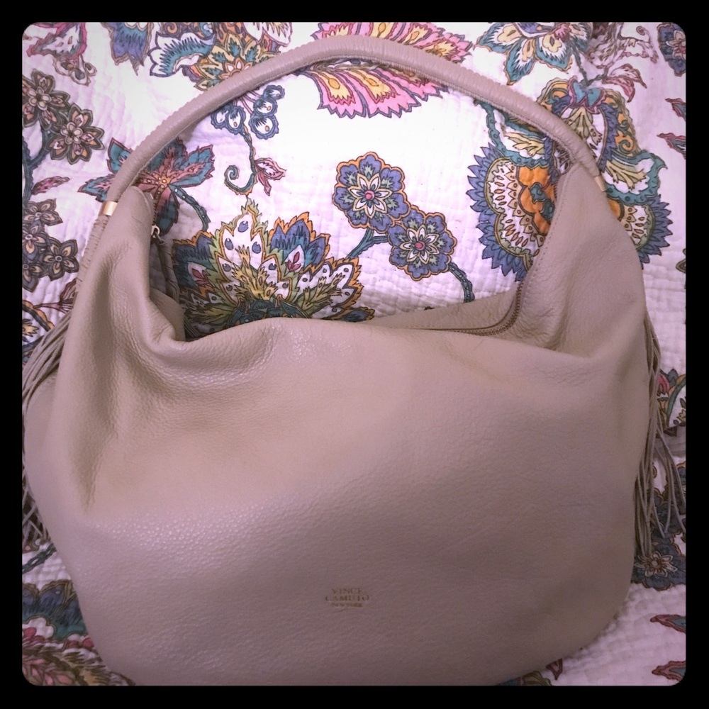Taupe Leather Vince Camuto Hobo Bag